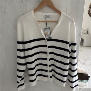 Striped Black & White Cardigan Sweater